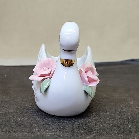Porcelain Swan, Vase And Lefton Ring Box - Picture 3 of 16